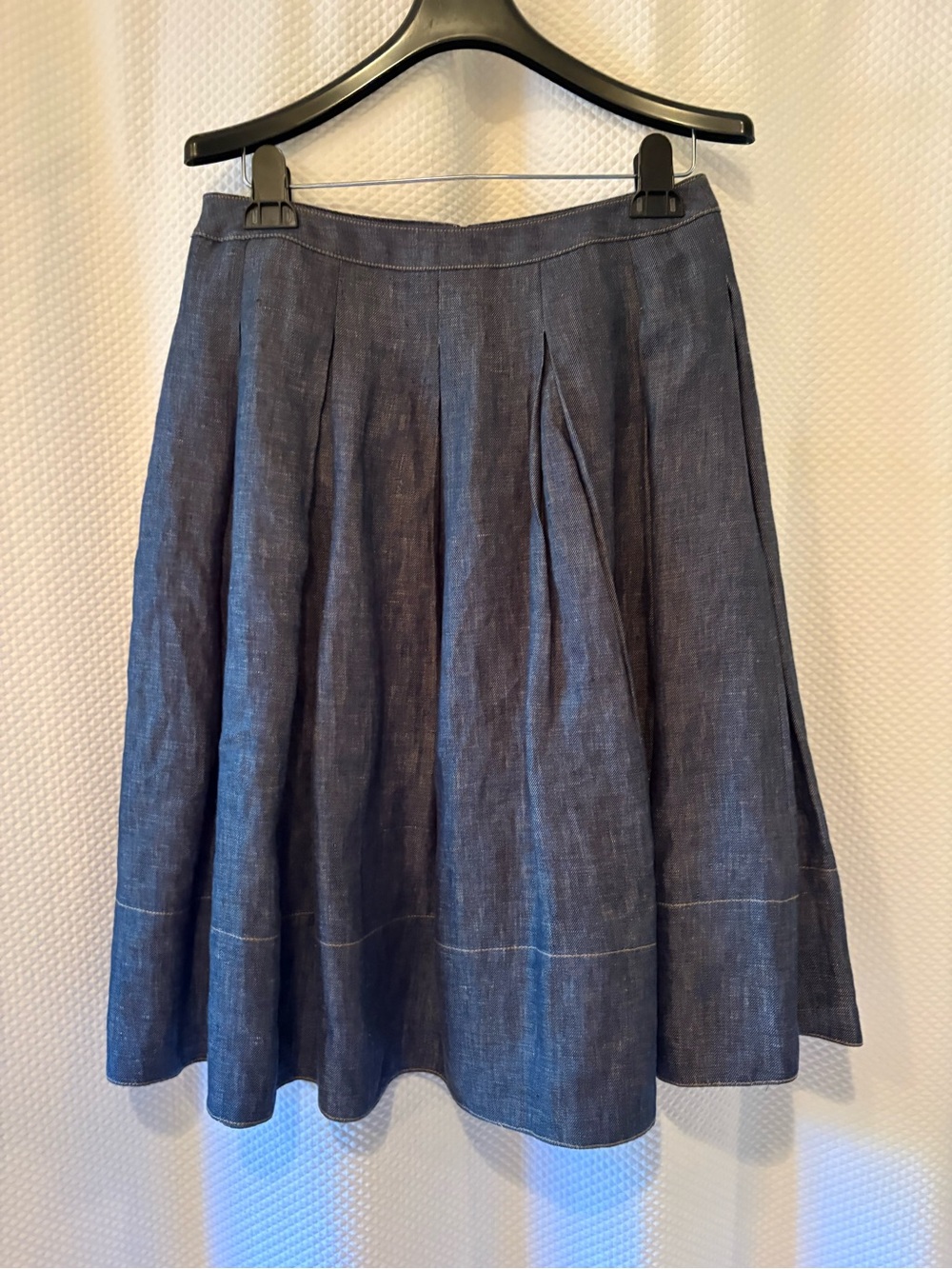Talbots knee-length pleated denim skirt, size 4